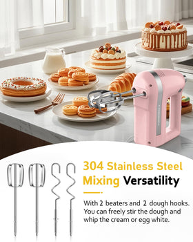 304 stainless steel beaters and dough hooks included with Z-DESDEMONA.