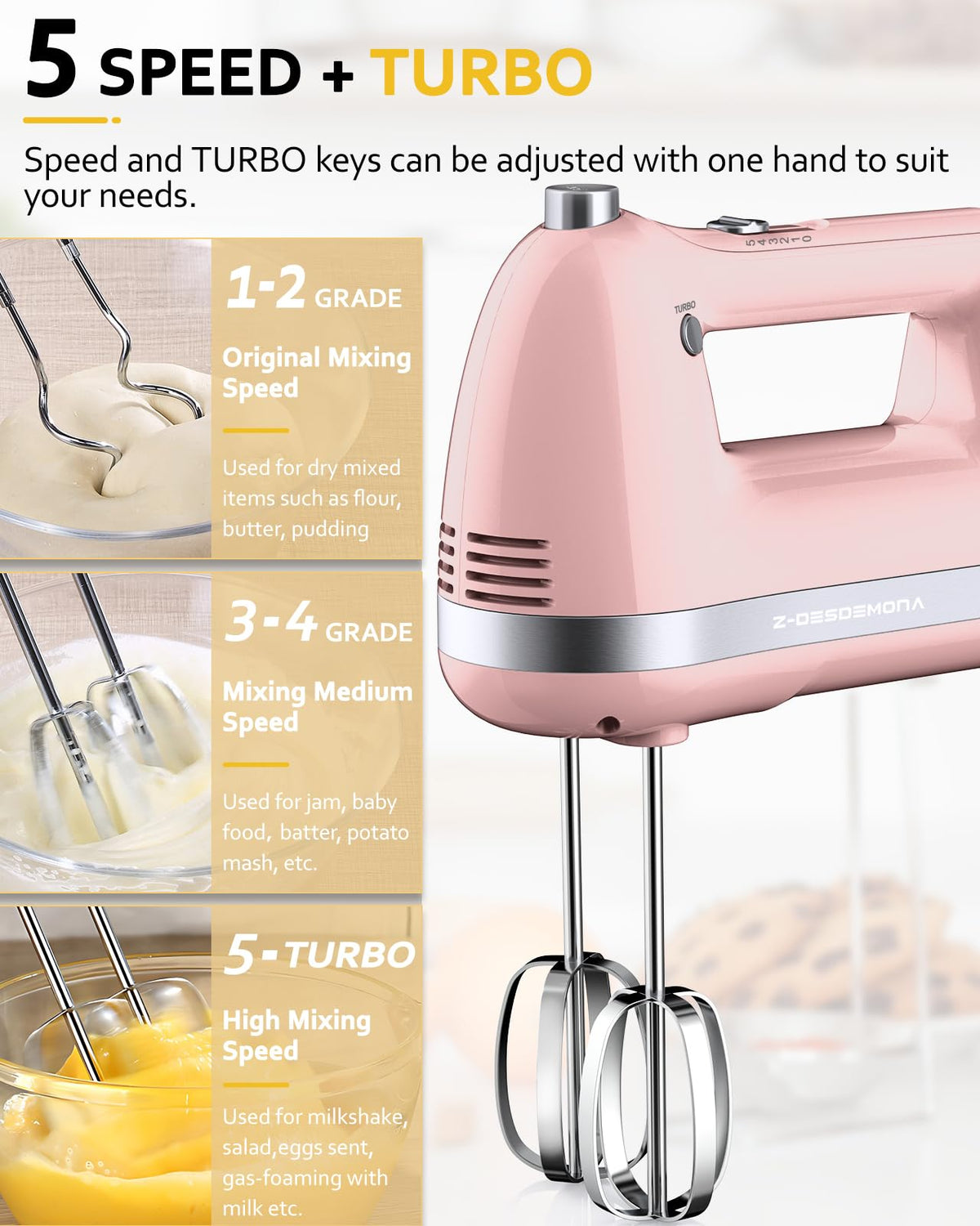 One-click eject feature on Z-DESDEMONA mixer for quick attachment changes.