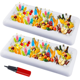 ZaaYee inflatable ice serving tray with 51x25 footprint keeps drinks and snacks cool for hours.