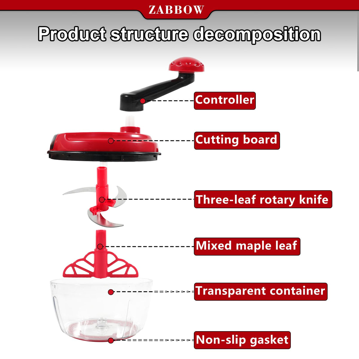 ZABBOW 1.5L capacity ideal for family-sized prep