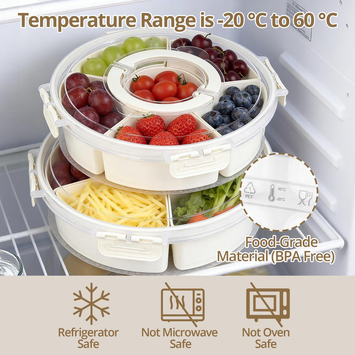 Zaboro fridge-safe snack tray doubles as a small organizer.
