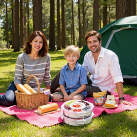Zaboro portable snack box, ideal for travel, picnics, and parties.