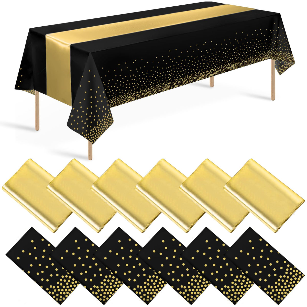 Zachely black-gold dots tablecloth cover for elegant event setup