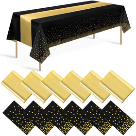 Zachely black-gold dots tablecloth cover for elegant event setup