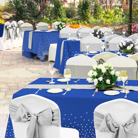 Zachely elegant blue-silver decor enhances festive occasions.