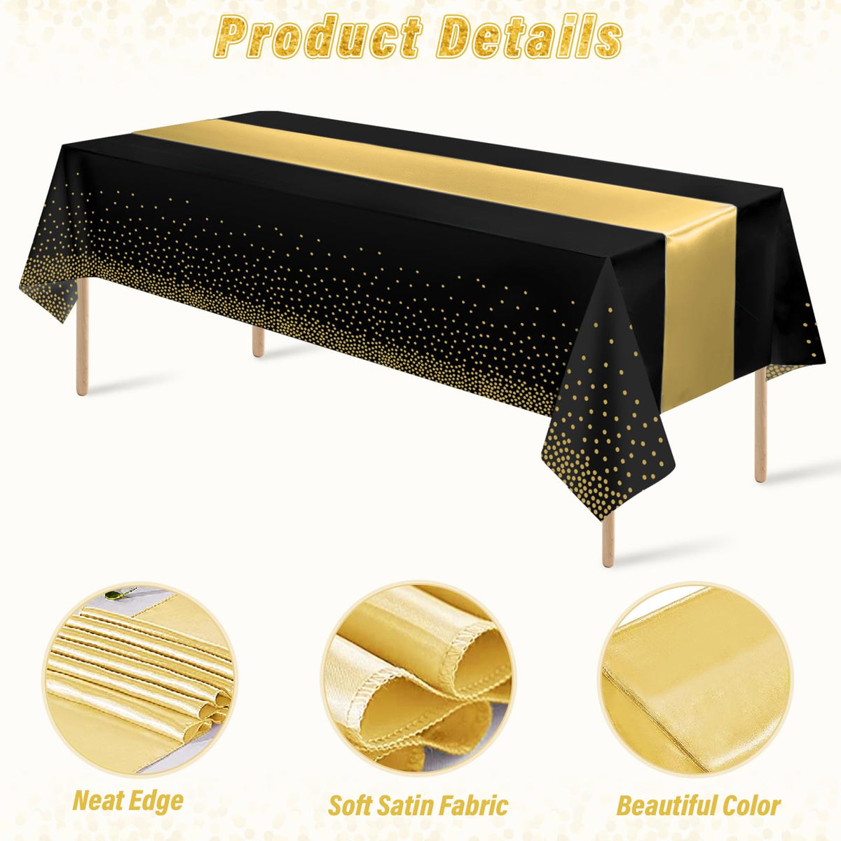 Zachely gold satin table runner close-up showing soft drape