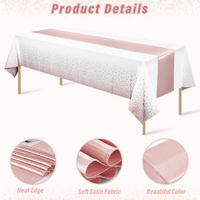 Zachely rose gold disposable tablecloth 54x108 inches, quick clean-up after parties