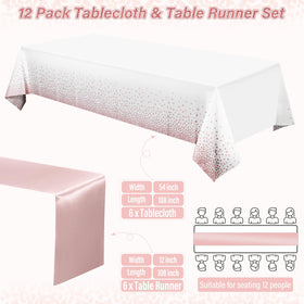 Zachely rose gold satin table runner on white, adds luxe shimmer for celebrations