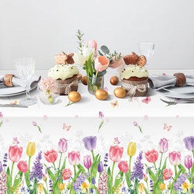 Zachely thick PE plastic tablecloth protects surfaces during events