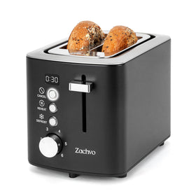 ZACHVO 2-slice toaster with wide slots and digital countdown for precise toasting