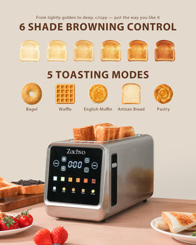 ZACHVO 4-slice toaster showing even browning on all slices