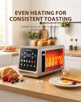 ZACHVO removable crumb tray eases cleanup after toasting