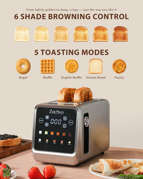 Six shade settings ensure even browning on every toast.