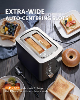 ZACHVO bagel-friendly slots with self-centering design for even browning