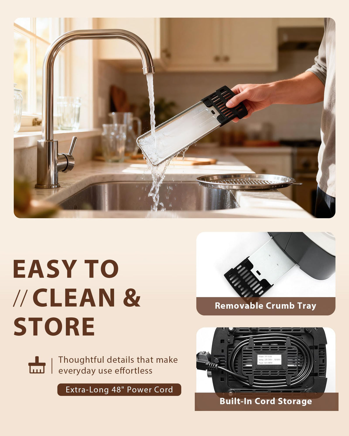 ZACHVO black finish toaster adding contemporary style to any counter