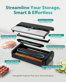 ZACHVO built-in cutter and bag storage keep countertops organized.