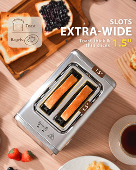 Toaster displays a digital countdown for real-time toasting progress.