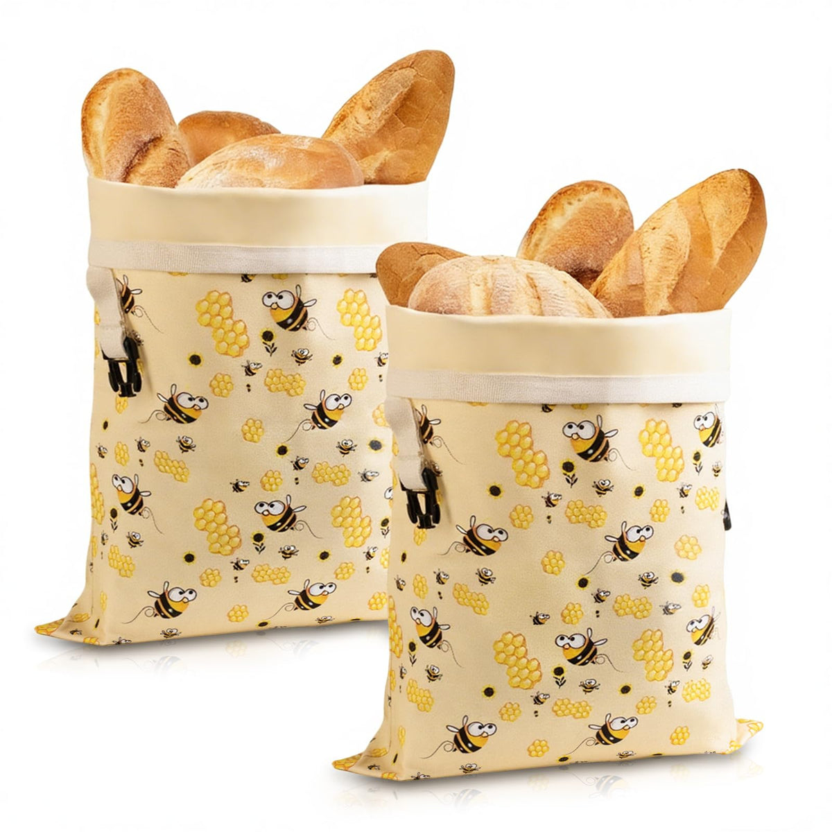 Zackoo beeswax bread bags with rollup closure for secure, breathable storage