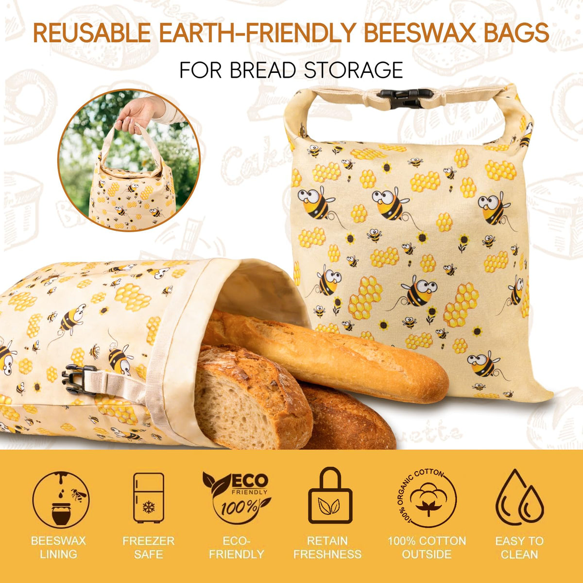 Zackoo freezer-safe bread bag protecting bread from freezer burn