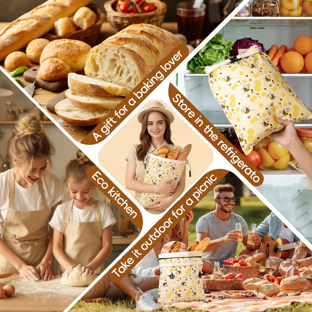 Zackoo natural beeswax coating on bread bags preserves crust and moisture