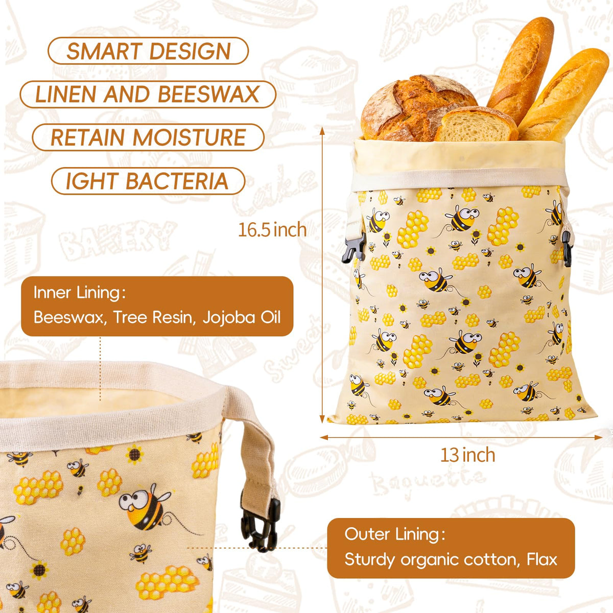 Zackoo sourdough storage bag kept on the counter for fresh bread