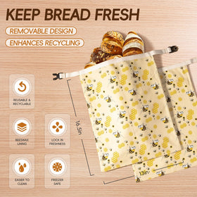 Zackoo XL beeswax bread bag dimensions 13x17 inches for large loaves.