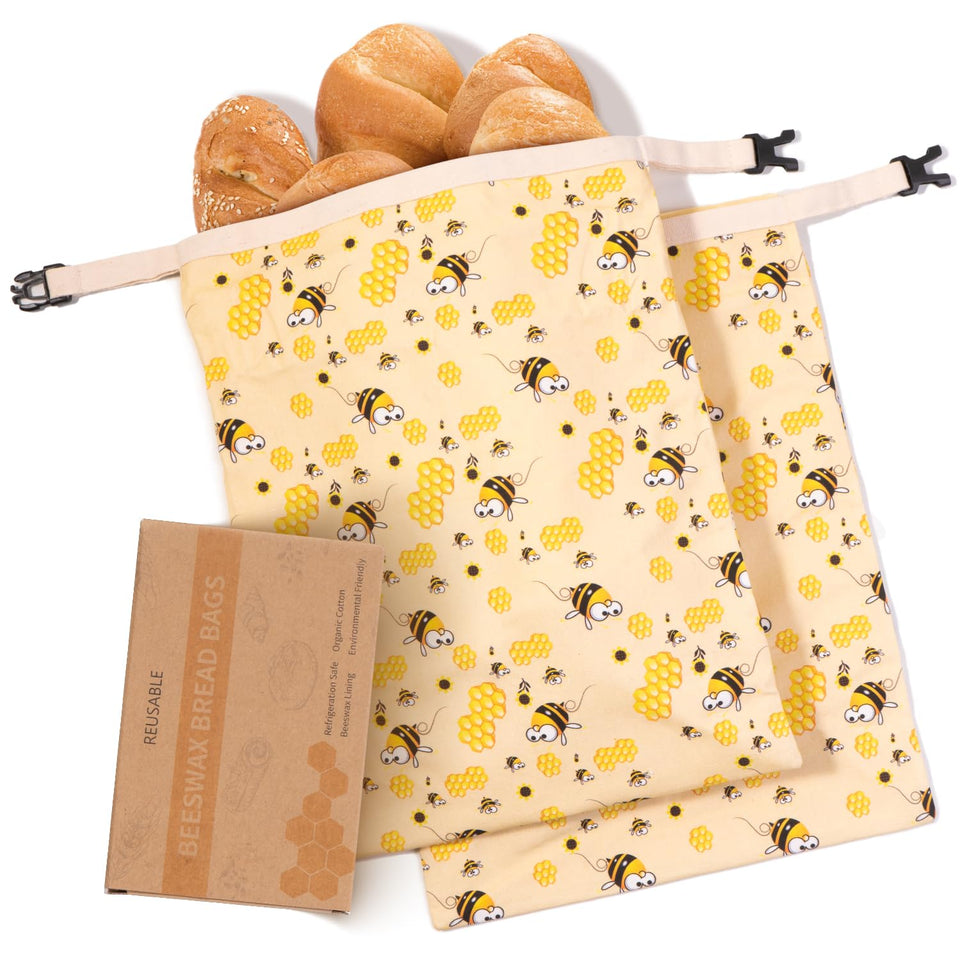 Zackoo XL beeswax bread bags exterior view showing breathable cotton linen.