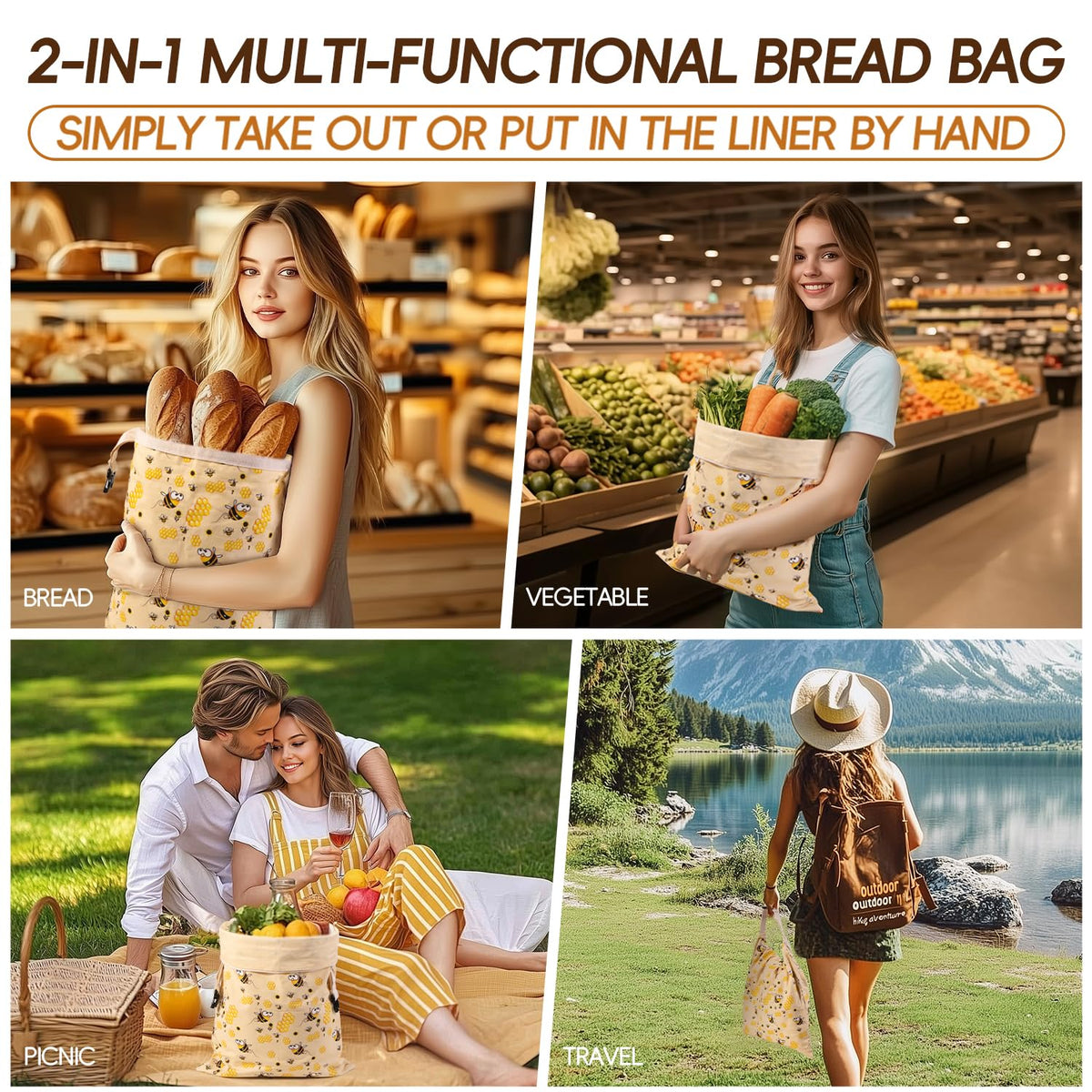 Zackoo XL beeswax bread bags pack of two for versatile storage.