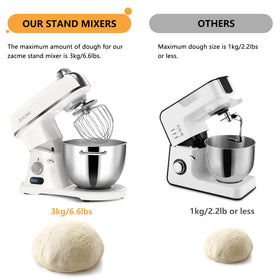 ZACME 8.4QT mixer bowl 8L shows large-batch capability for family baking.