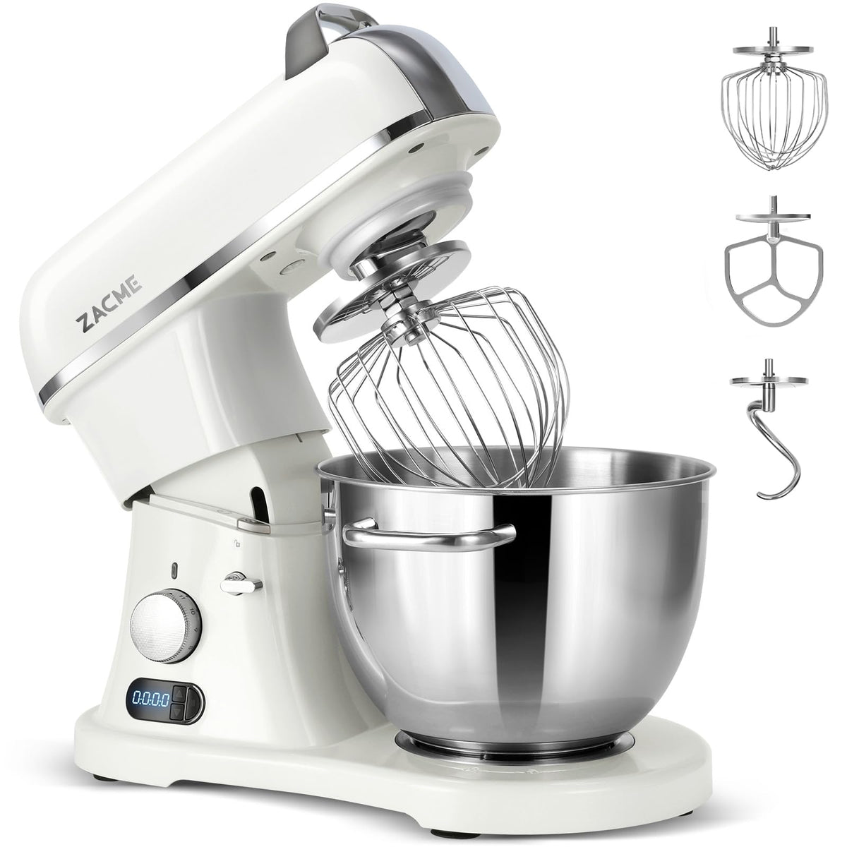 ZACME 8.4QT mixer with dough hook for consistent bread dough mixing.