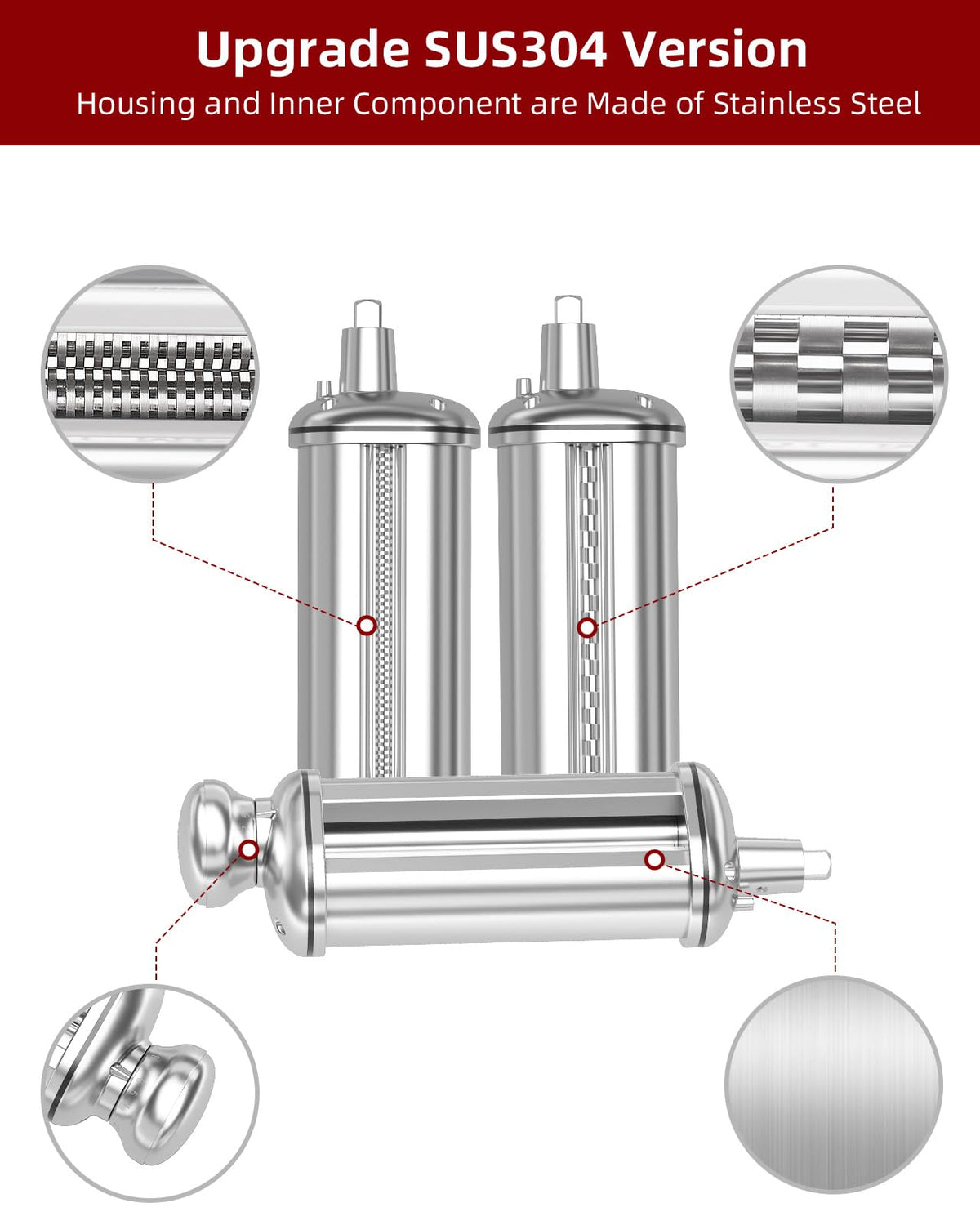 ZACME durable stainless steel construction for long-lasting pasta attachments