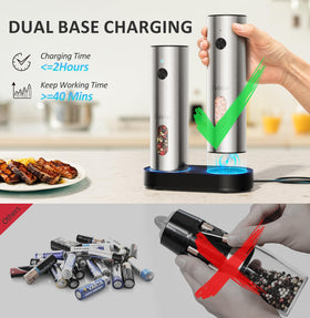 Zadelar grinder with LED light illuminating spices during seasoning.