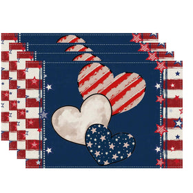 ZAEW Heart Stripe Stars placemats showcase a patriotic design and durable linen for everyday use.