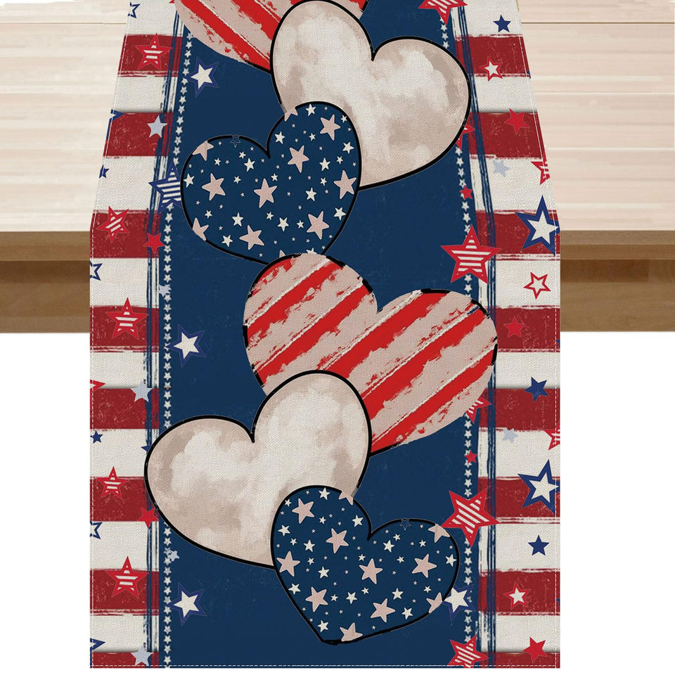 ZAEW table runner with stripes and stars for festive patriotic dining
