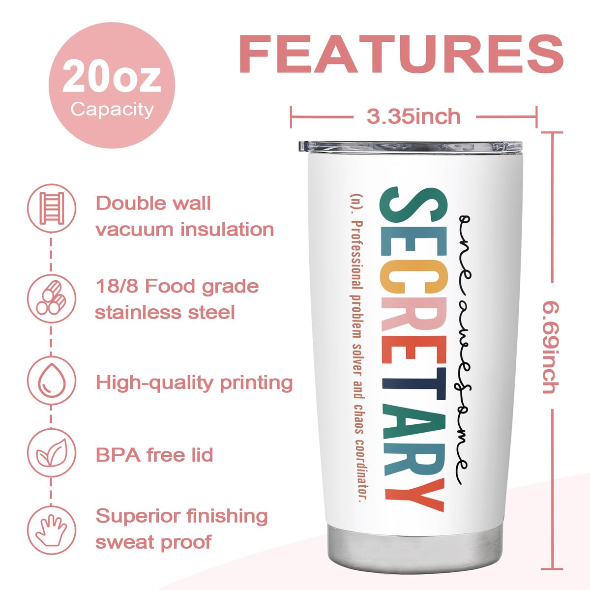 ZAHUOMUG 20oz tumbler lid close-up showing secure spill-proof seal for travel