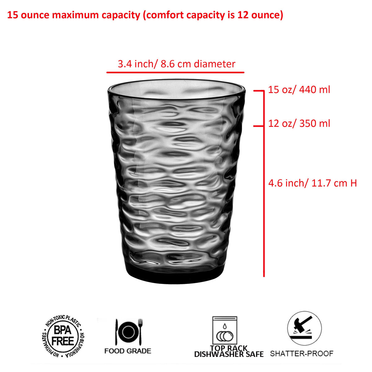 ZAINCA BPA-free shatter-resistant gray cups for outdoor gatherings
