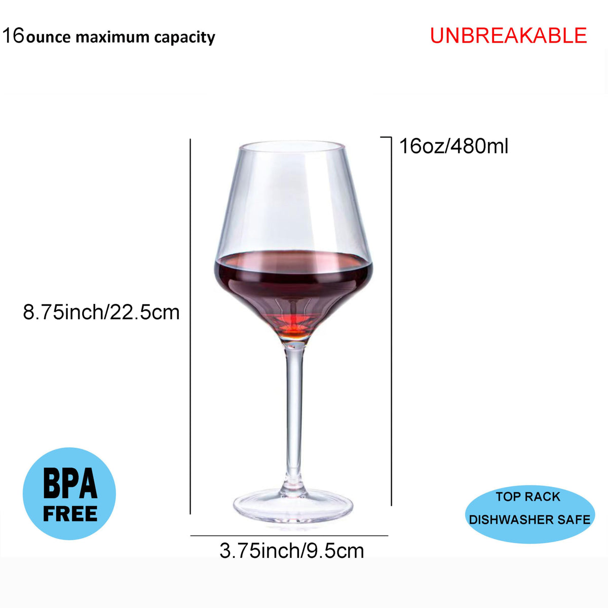 ZAINCA acrylic stemless wine glass emphasizes durability for everyday use.