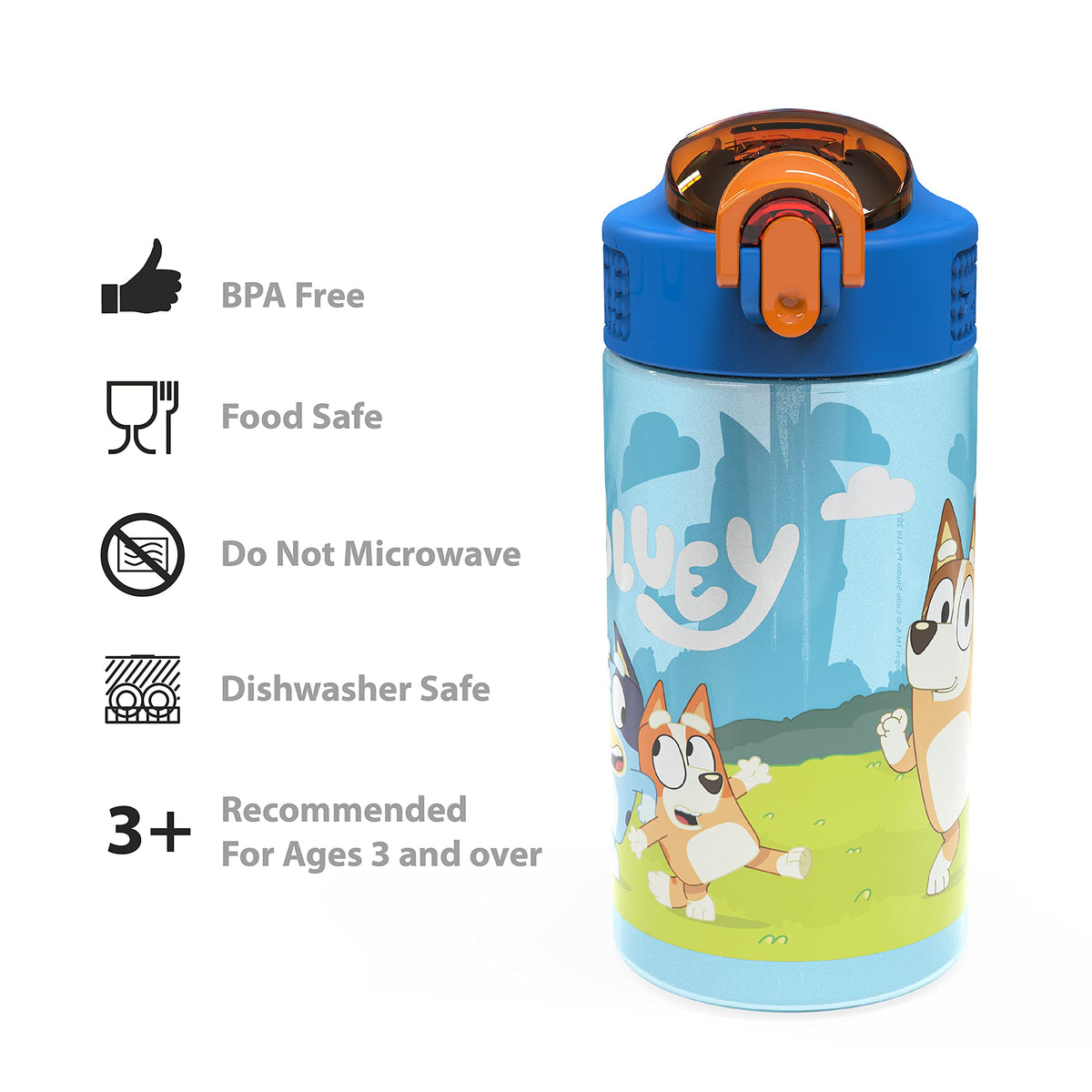 Travel-ready Bluey bottle fits car cup holders
