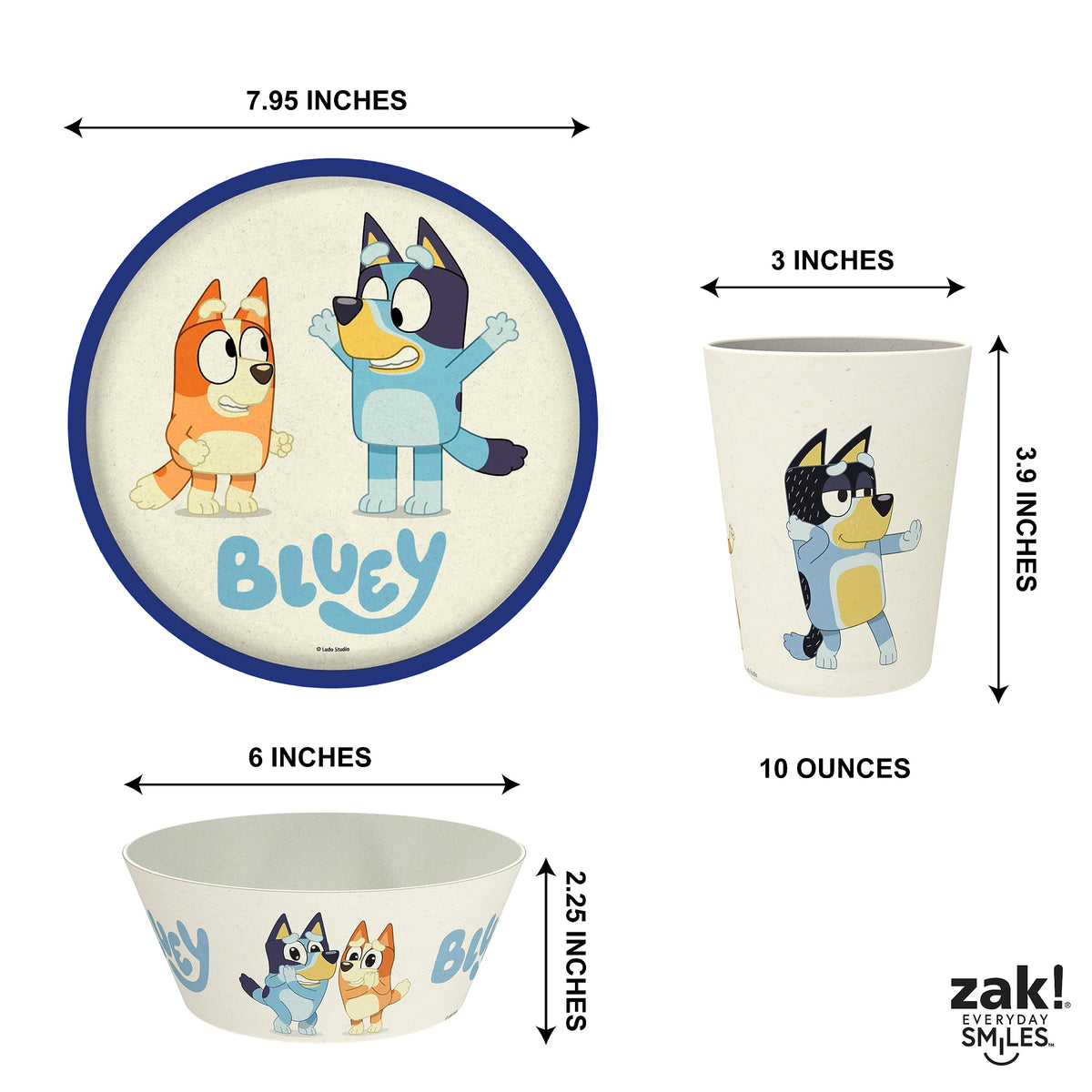 Zak Designs Bluey wraparound artwork image for immediate recognizability.