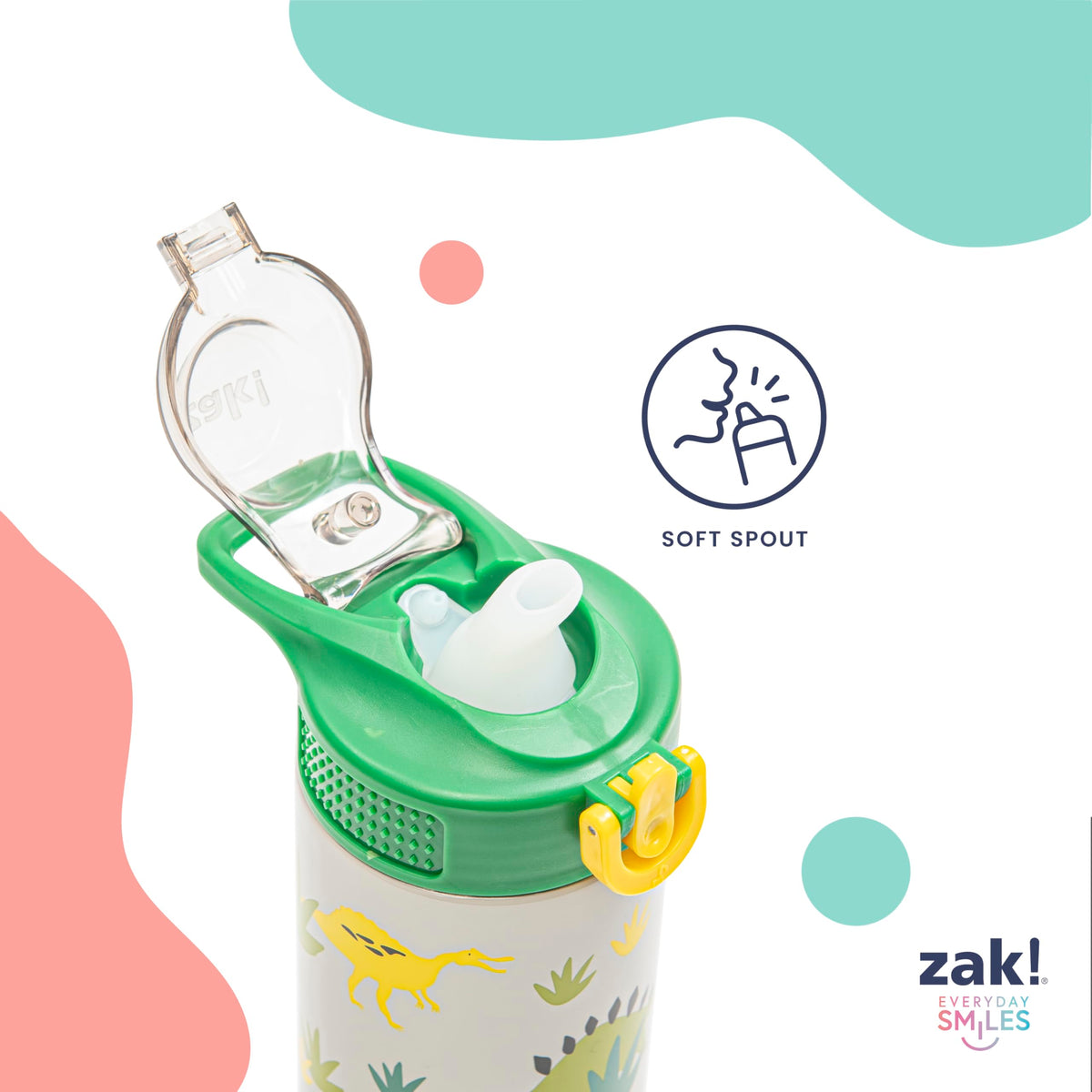 Zak Designs Bluey Sage bottle stainless steel core stands up to daily wear