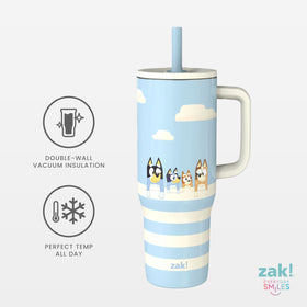 Zak Designs Bluey Sutton 30oz tumbler silicone straw for comfortable sipping