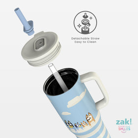 Zak Designs Bluey Sutton 30oz tumbler vacuum insulation keeps drinks cold