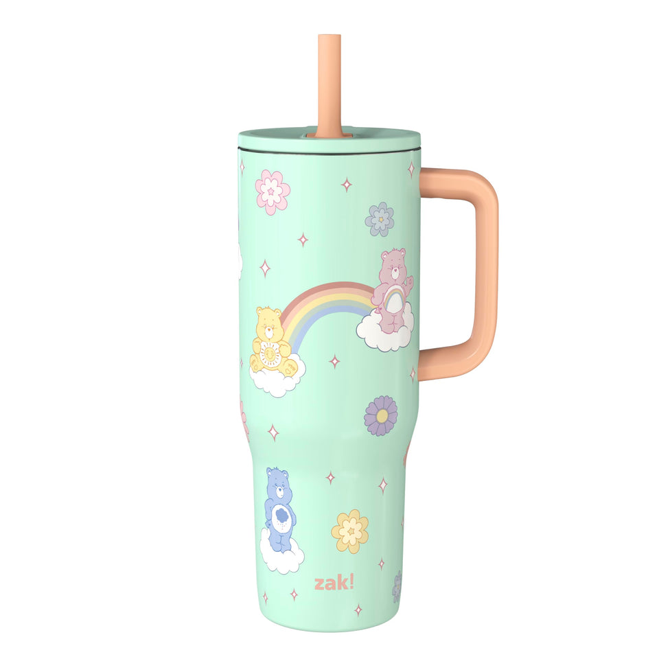 Zak Designs Care Bears Sutton travel tumbler front view with vacuum insulation for cold drinks