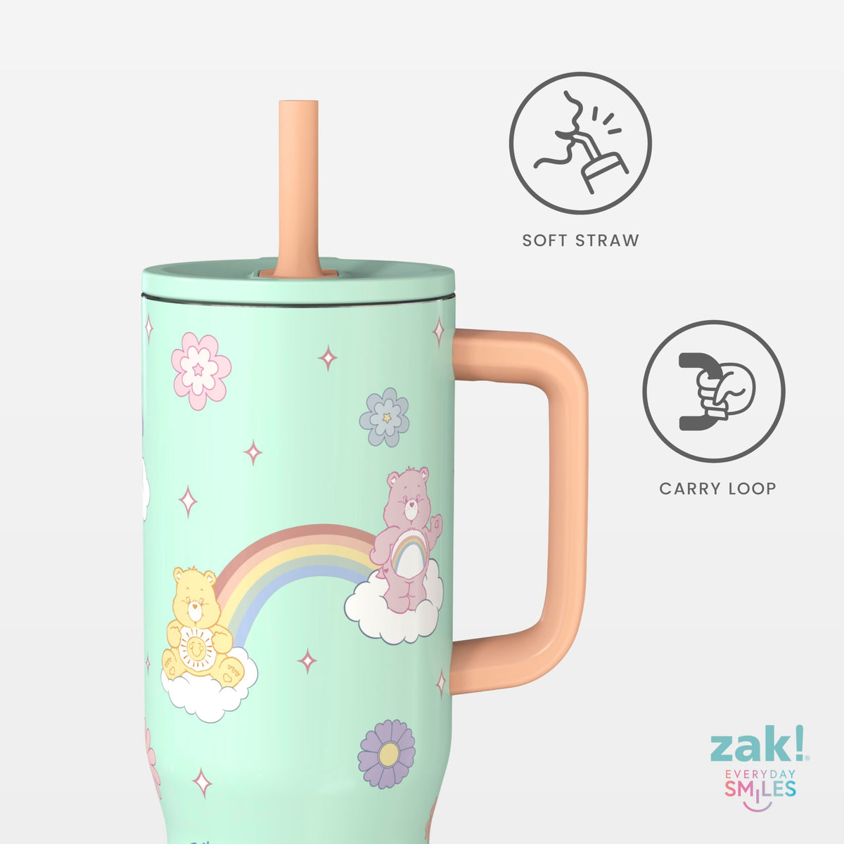 Zak Designs Care Bears Sutton tumbler side handle for easy carrying