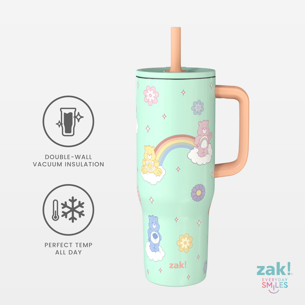 Zak Designs Care Bears Sutton silicone straw close-up for comfortable sipping