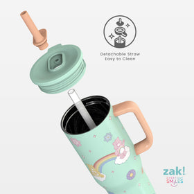 Zak Designs Care Bears Sutton tumbler shows vacuum insulation keeping drinks cold