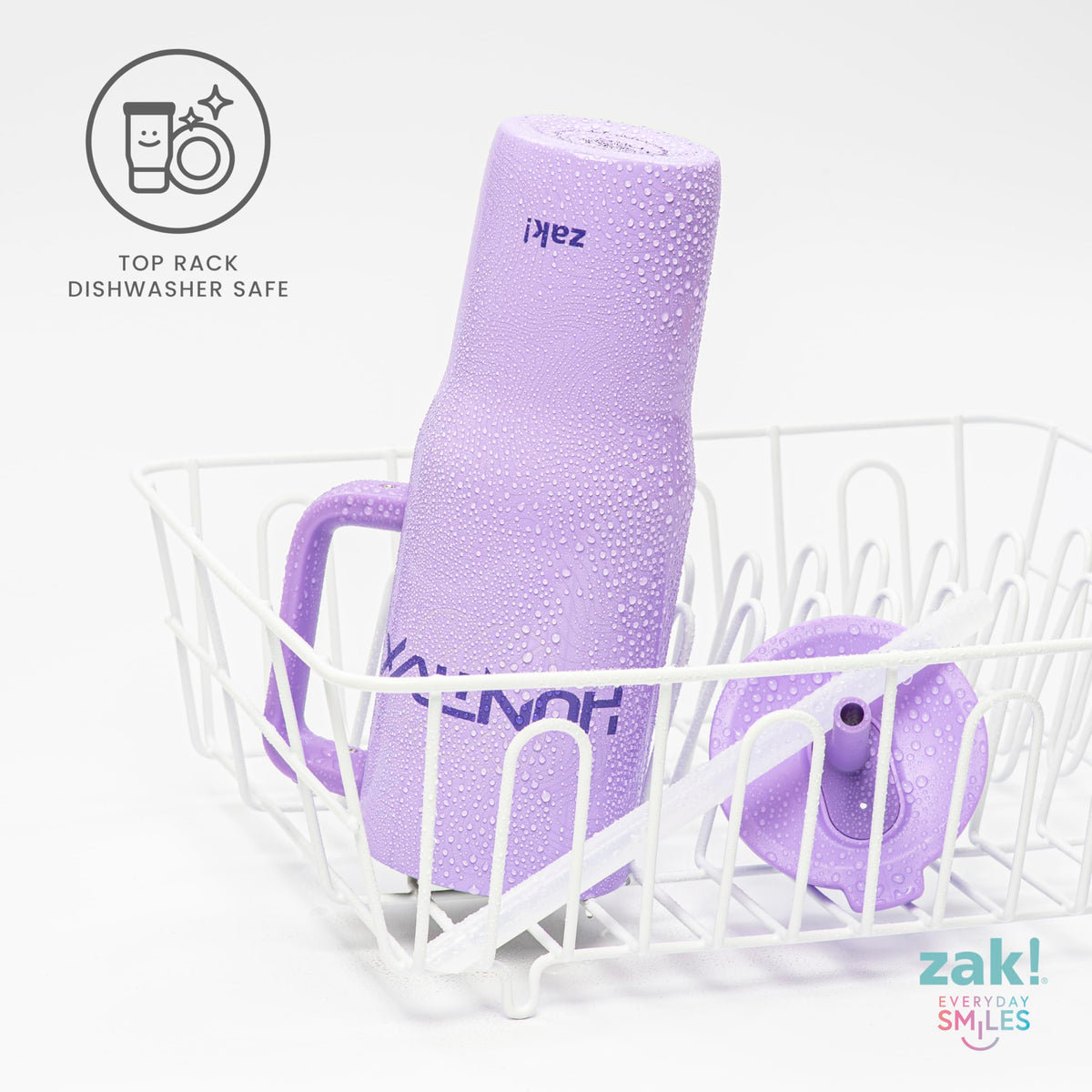 Zak Designs Sutton tumbler lid dishwasher-safe for easy cleaning.