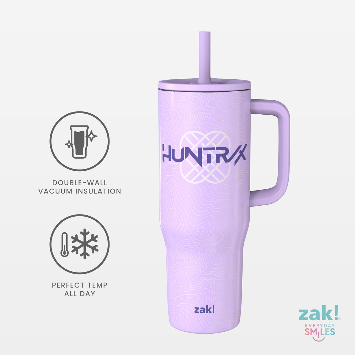 Zak Designs Sutton tumbler with vacuum insulation keeps drinks cold longer.