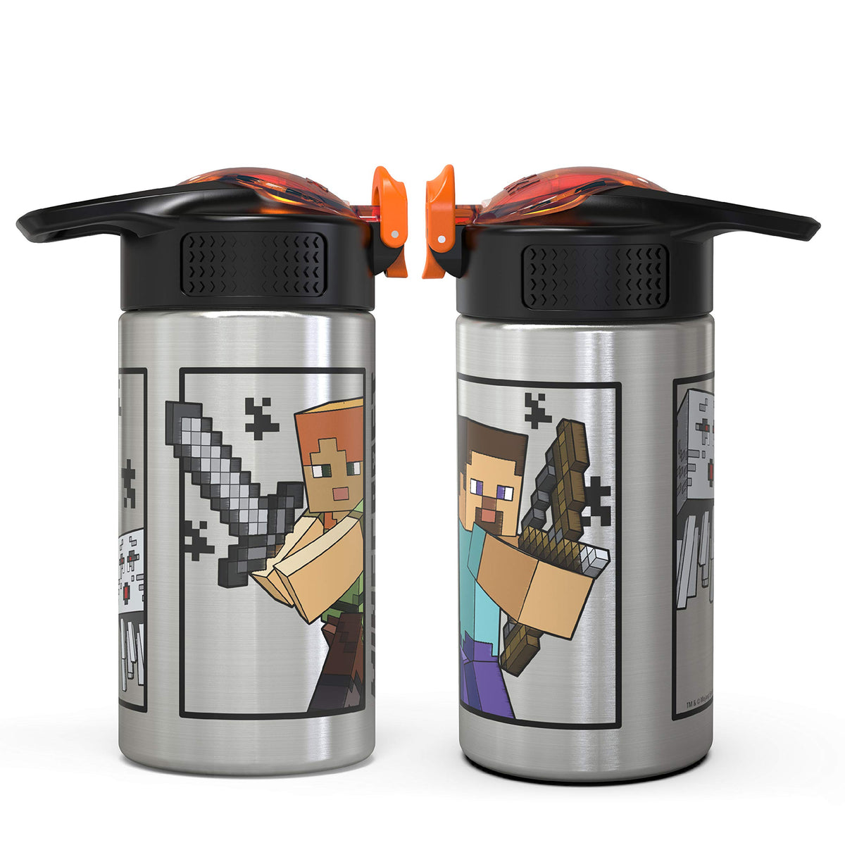 Zak Designs Minecraft dishwasher-safe bottle suitable for top rack cleaning.