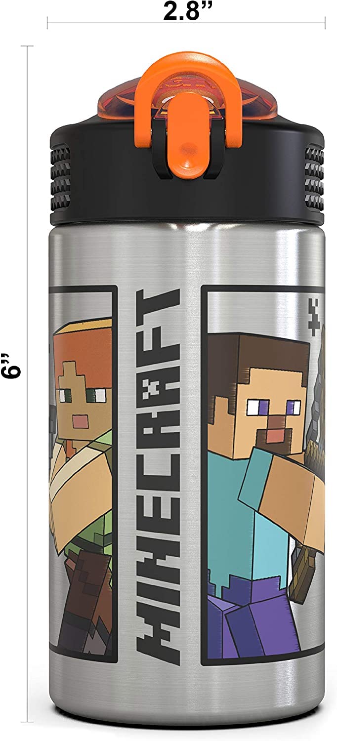 Zak Designs Minecraft one-hand lid for quick hydration on the go.